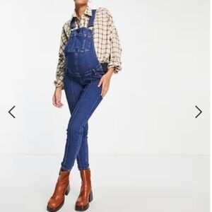 ASOS River Island Maternity Stretch Chic Casual Seamed Front Denim Jean Overalls